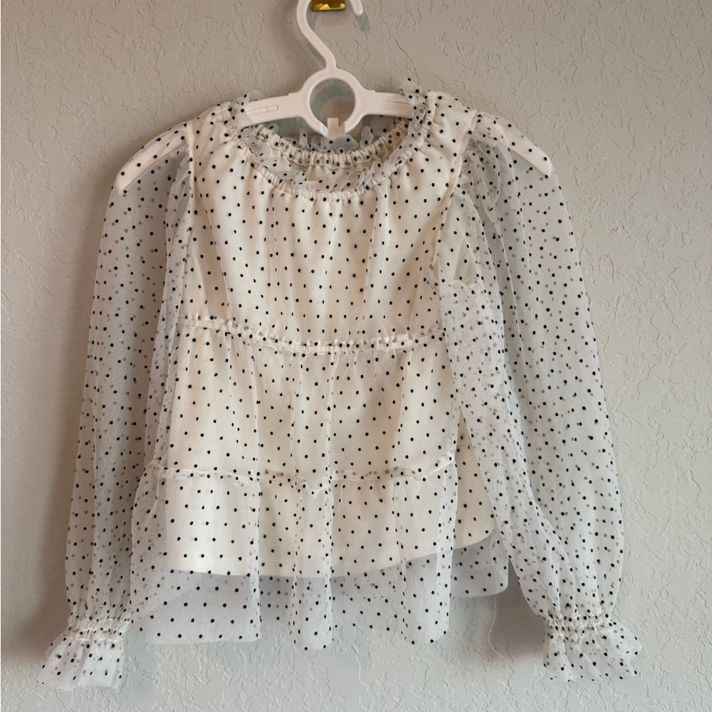 Polka Dot Sheer White Blouse
